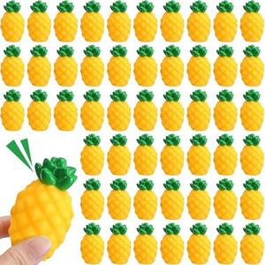 Simgoing 50 Pcs Rubber Pineapple Bath Toy Bulk Mini Pineapple Bathtub Toys for Baby Float Squeak Toys for Summer Pool Parties Party Baby Shower Decoration