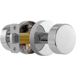 Passage Door Knobs Interior, Polished Chrome Door Knob for Closet, Modern Round Passage Door Handles for Hallway