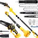 MaXpeedingrods 4-In-1 Electric Pole Saws Compatible with Dewalt 20V MAX Battery, 8 Inch & 6 Inch Mini Chainsaw Cordless with 15.6ft Reach, Electric Pole Saws for Tree Trimming (No Battery)