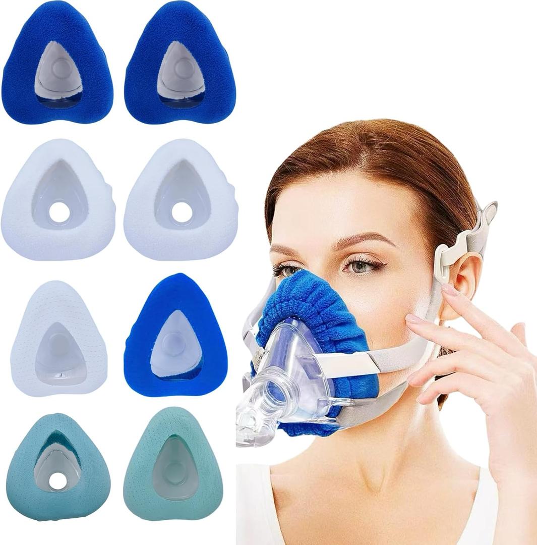 8 Pack CPAP Mask Liners One Size Fit All Full Face Masks Improve The Comfort of Wearing The Mask (4 PCS Comfort Silky Cool+ 4 PCS Comfort Soft Thin Blanket Style) (6 Colors)