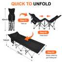 Ouwxim Folding Camping Cot-with Cushion and Pillow,Sleeping Cots for Adults, Grey 25 x 75 x 14 inches