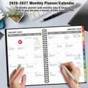 Monthly Planner 2026-2027(7.6'' x 10''), 18 Months Agenda Calendar Planner with Tabs & Pocket, Holidays, Note Pages, Time Management and Hit Your Goals, January 2026 - June 2027, 120GSM Thick Paper