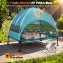 Elevated Dog Bed with UV-Proof Canopy, Outdoor Dog Tent with Powerful Adjustable Feet, Portable Pet Cot with Wider Shade, Raised Cooling Bed for Camping, Patio, Beach, Poolside