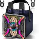 Karaoke Machine for Adults with Two Karaoke Microphone Wireless, PA System Bluetooth Speaker with Microphone Supports Bass Treble, TF Card, USB, AUX, Karaoke Machine for TV, Party, Birthday (Blue)