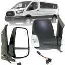 Replacement Passenger Right Side Mirror Manual Folding Power and Heated Glass With Indicator Fit Ford Transit 150 250 350 from 2015 to Onward, 12 inches x 6 inches