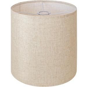 Beige Linen Tall Drum Lampshade, 11" Top x 11" Bottom x 12" High Lamp Shade, Lamp Shade Replacement for Table and Floor Lamps, Pendant Light，Handcrafted Lampshade，Easy Assembly