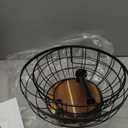 WILDMOS 2-tier Fruit Basket Bowl,Metal Basket with Wooden Base,Fruit and Vegetable Storage with Banana Hanger,Fruit Basket for Kitchen Counter Organizer.
