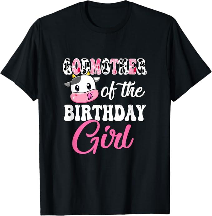 Madrina Of The Birthday Girl Farm Cow 1St Birthday Girl T-Shirt, Size 3XL