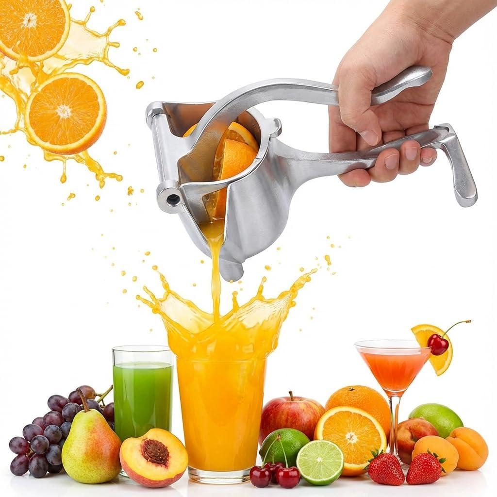 Fresh Fruit Juice Extractor, 2026 Upgrade Aluminum Hand Juicer Squeezer Lemon Juicer Manual Hand Press with Ergonomic Grip, Easy to Clean for Orange Citrus Pomegranate Lime Grape fruit Kitchen Tools