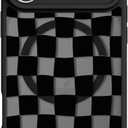 Magnetic for iPhone 17 Pro Max Case Cute Checkered Checkerboard Phone Case for Women Men Compatible with MagSafe, Matte Shockproof Protective Cover for iPhone 17 Pro Max 6.9", Black Checkered