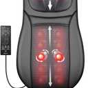 Snailax Shiatsu Neck Back Massager with Heat, Massage Chair pad with Height Adjustment, Full Back Kneading Shiatsu or Rolling Massage, Gifts for Men, Women (Dark Black and Grey)