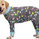 Dog Recovery Suit for Dogs After Surgery Female Male Medium Large Dog Neuter Spay Onesie for Shedding Prevent Licking Surgical Wound Dog Cone Alternative Giraffe (3X-Large (Pack of 1))