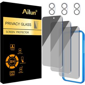 Ailun 3Pack Privacy Screen Protector for iPhone 16 Plus [6.7 inch]+3Pack Camera Lens Protector,Dynamic Island Compatible,Anti Spy Private Tempered Glass[9H Hardness]