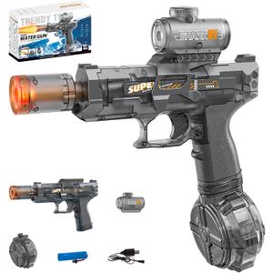 2026 Upgraded Edition Electric Water Blaster Stable Shooting Long Range Handheld LED Light Recoil Action Rechargeable Rapid Fire Squirt Gun for Summer Outdoor Backyard Water Games (Black)