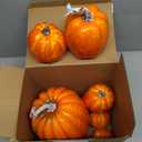 Lvydec Artificial Pumpkins Set Harvest Decoration, 7pcs Assorted Size Orange Pumpkins Realistic Large Pumpkins for Halloween Thanksgiving Autumn Festive Party Supplies (Orange)