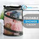 5 x Handy Laundry Foldable Shower Caddy - Collapsible, Portable, Drainage Hole, Carry Handle, Large Compartments, Great Organizer for Camp, Travel, Gym, and Dorm (Black)