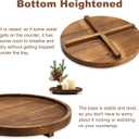 12 inch Large Round Decorative Tray Wood Bathroom Counter Organizer Farmhouse Kitchen Decor Wooden Riser for Perfume Soap Dish Wood Decorative Candle Holders for Home Decor Brown Table Centerpieces