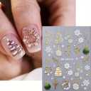 2 x 5D Embossed Christmas Nail Art Stickers 2 Sheets Self Adhesive Christmas Snowflake Nail Decals Gold Xmas Tree Lamp Ball Christmas Nail Art Supplies for Women Girls Christmas Nail Decorations
