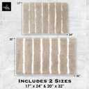 Bathroom Rugs Set 2-Piece – Soft Fluffy Stripe Rug, Bath Mat & Shower Mat, Non Slip Rubber Backing, Water Absorbent, Décor, Machine Washable Bathroom Decor, 20"x32"+17"x24", Taupe/Pure White