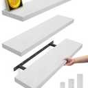 BAYKA Floating Shelves for Wall, 22.5 inches Wall Mounted Rustic Wood Shelves for Bathroom, Bedroom, Living Room, Floating Shelves for Books/Storage/Decor (White,Set of 3)