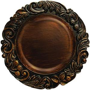 ChargeIt by Jay Aristocrat Round Charger Plate, Brown , 14", Pack of 2