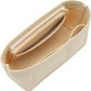 Doxo Purse Organizer Insert for Longchamp Mini/XS Handbags and Lv Neverfull BB (XS/BB,Beige) (Beige-NO Base Pad)