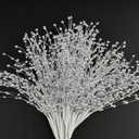 100pcs Beaded Stick Bride Wedding Pearl Bouquet Party Decoration (Silver)