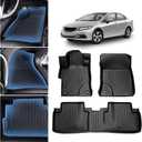 Floor Mats for 2012 2013 2014 2015 Honda Civic All Weather Rubber Civic Floor Liners,3PCS Front&Rear Row Full Set Waterproof Car Mats for Civic Accessories TPE Black