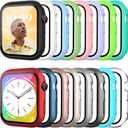 16 Pack Case for Apple Watch Series 9/8/7 45mm with Tempered Glass Screen Protector, Shockproof Hard PC Scratch Resistant Bumper Protective Cover Compatible with iWatch 45mm Accessories