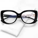 Madison Avenue Oversized Square Blue Light Blocking Glasses for Women with Pouch, Elegant Thick Computer Eyeglasses