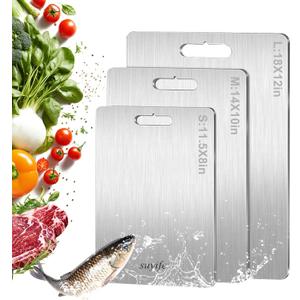 Titanium Cutting Board Set of 3,100% Pure Titanium Cutting Boards for Kitchen, 2025 New Double Sided Food-Grade Chopping Board for Cutting Meat Vegetable Fruit
