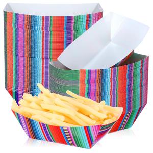 100 Pcs Mexican Nacho Trays Disposable Food Trays Fiesta Party Decorations Assembled Paper Snack Trays Taco Boats for Candy Hot Dog Cinco De Mayo Birthday Mexican Party Supplies (2 lb)