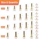 924Pcs Grade 8 Bolts and Nuts Assortment Kit, 1/4-20, 5/16-18, 3/8-16, 1/2-13 Heavy Duty Hex SAE Assorted Bolts Nuts and Washers Kit, Carbon Steel Machine Hardware Screw Sets with Case