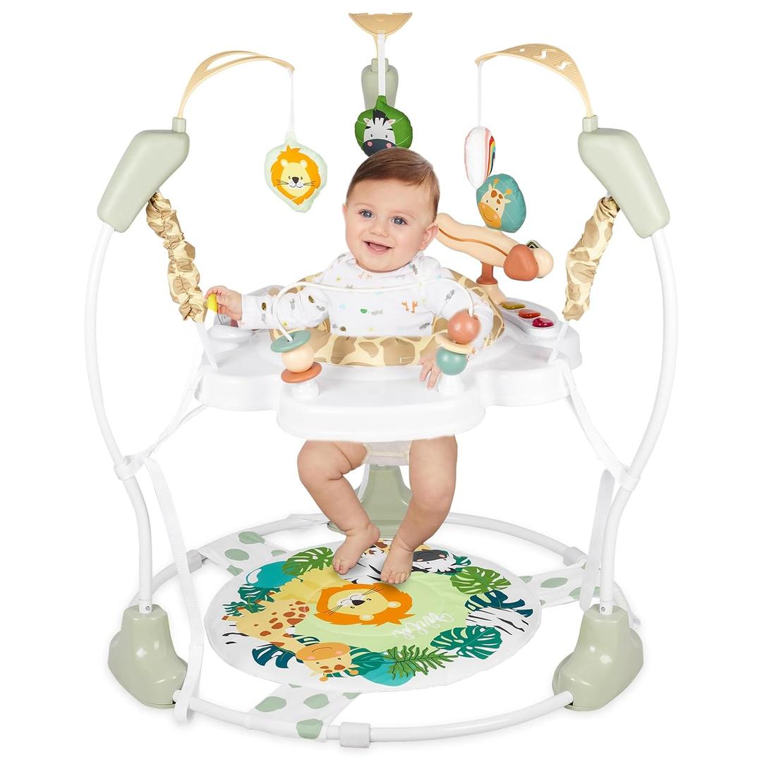 Baby Activity Center, Infant Jumpers and Bouncers with Music, Lights, Infant Toys, 360Rotating Seat, 3 Adjustable Heights, Baby Play and Learning Center for 6+ Months (Green and Yellow)