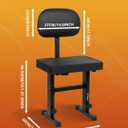STRICH Piano Bench Adjustable Stool, Music Keyboard Bench Seat with Backrest, Piano Chair with Padded Cushion for Musicians, Black, SPB-M50S