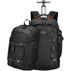 Rolling Backpack, 56L Large Backpacks with Wheels-Splits into Daypack & Laptop Backpack Fits 17 Inch Laptop,Water-Resistant & Carry-On Friendly for College,travel,camping,Weekender Hiking Black