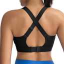 RUNNING GIRL Sports Bras for Women High Support, Adjustable Straps Hook Back Sports Bras for Women with Sewn in Pads (Black)