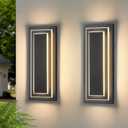 Modern Outdoor Square Wall Sconce LED,15.7 in Waterproof Patio Wall Light Fixture,Exterior Lights for House,Side Garage,Front Porch,Entrance with 3000K 24W Light Bead,2PCS (2026 Upgrade 2-tier Modern Design)