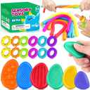Fidget Sensory Toys for Kids: 26 Pack Quiet Squishy Fidgets for Classroom Students Prizes- Textured Soft Fidget Rings Stretchy Strings for Autism Calming Down - Office Desk Toddler Travel Treasure Box