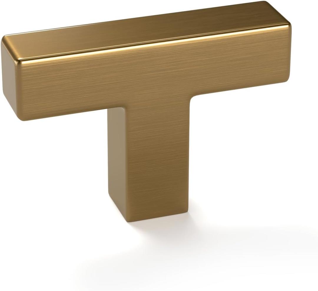 goldenwarm 25 Pack Cabinet Handles Champagne Bronze Cabinet Knobs Champagne Drawer Knobs Bronze Drawer Pulls Kitchen Dresser Hardware T Bar Square Hardware for Bedroom Kitchen Dresser (Single Hole Center)