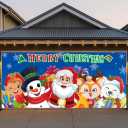 Garage Door Christmas Cover 7x16FT: Garage Santa Buddy Christmas Decorations with Bar Magnets & Ropes, Holiday Garage Door Banner Decorative Xmas, Party Wall Backdrop Indoor Outdoor