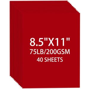 Cardstock 8.5 X 11, 40 Sheets Christmas Red Card Stock, 75lb/ 200gsm Copy Paper, Cardstock Printer Paper for Art, Drawing, Invitations, DIY Cards, Craft, Construction, School & Office Supplie