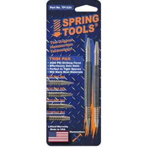 Spring Tools Professional 2-Piece Double Ended Trim Pak - 4 Nail Set Sizes (1/32" to 4/32") - Made in USA - Complete Trim & Finish Nail Set Kit - Nail Setter