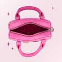 Paris Hilton Mini Varsity Bowler Satchel Hand Bag Purse with Removable Strap Vegan Leather