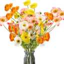 30 Pcs Silk Artificial Flowers Faux Silk Poppy Flowers for Spring Home Kitchen Wedding Decorations Floral Arrangement Vase Bouquet Outdoor Party Decor Table Centerpiece (Mixed Colors)