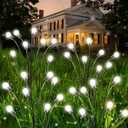 OZS 4 Pack Total 32 LED Solar Garden Lights Fairy Outdoor - Solar Firefly Lights Outdoor, Sway by Wind, Waterproof for Garden Patio Pathway Fairy Decoration (Cool White)