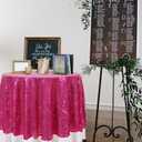 AMZLOKAE Sequin Tablecloth Round 72 Inch Hot Pink Glitter Table Cloths for Parties Dessert Tablecloth Round Sparkle Dining Table Cover Wedding Tablecloth