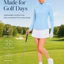 Frevontica Women's Quarter Zip Pullover Lightweight Golf Shirt Long Sleeve (Blue, M)