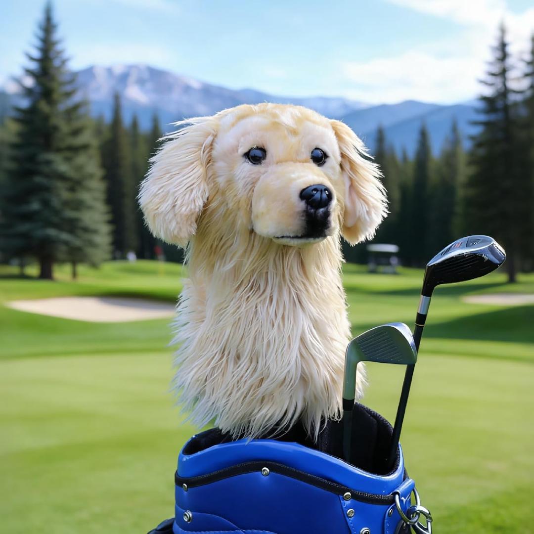 Golden Retriever Golf Club Headcover - Lifelike Plush Dog Head Cover for Driver & Fairway Woods | 460CC Compatible | Premium Gift for Golden Retriever Lovers & Dog Enthusiasts