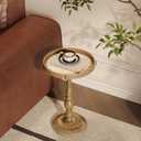 Small Round Metal Side Table, Lightweight Antique Accent Table,Retro Round Drink Table,Small Pedestal Table for Living Room, Bedroom, Corners (1, Rattan), 12.6" x 12.6" x 20.5"